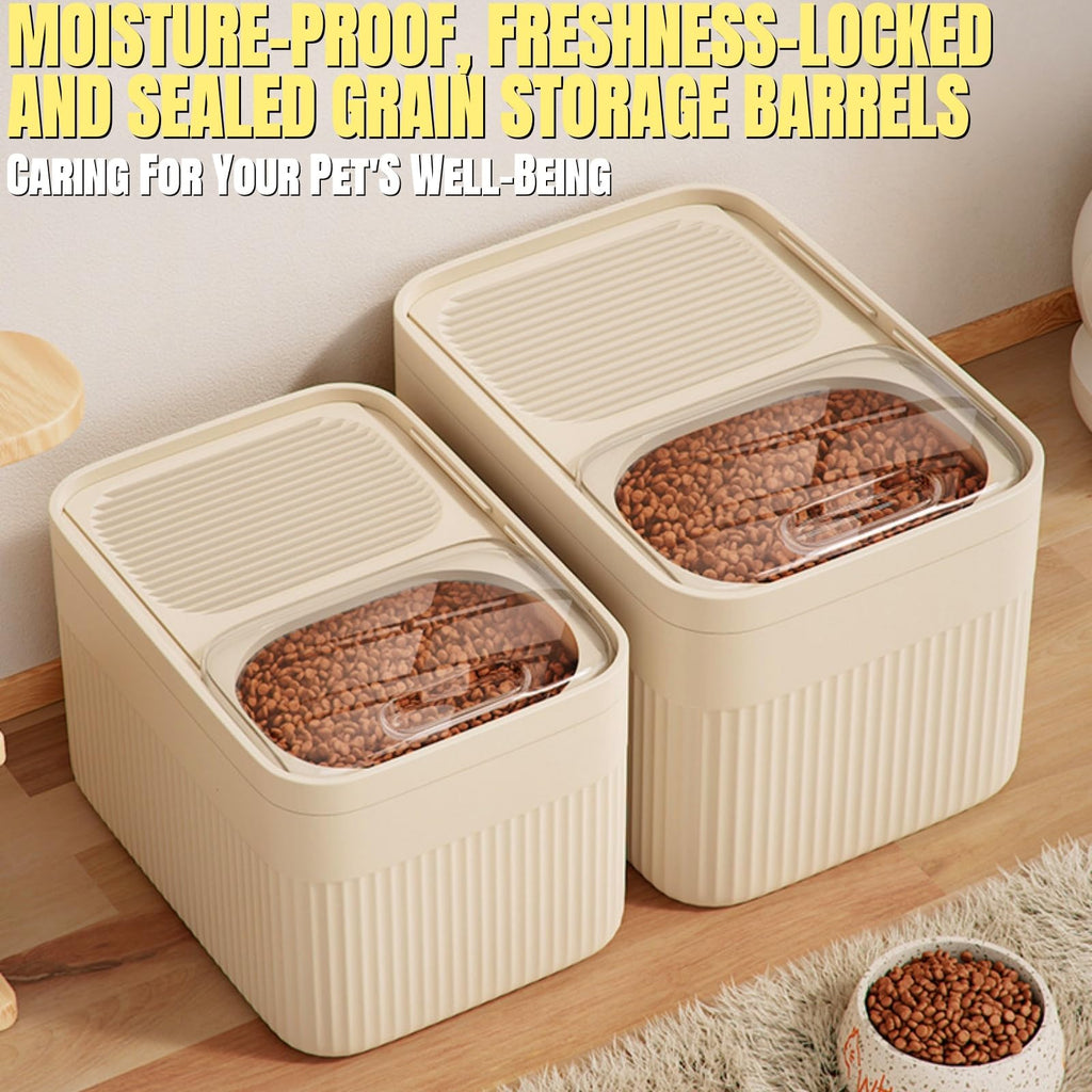 High-Capacity Airtight Pet Food Storage Container with Measuring Cup