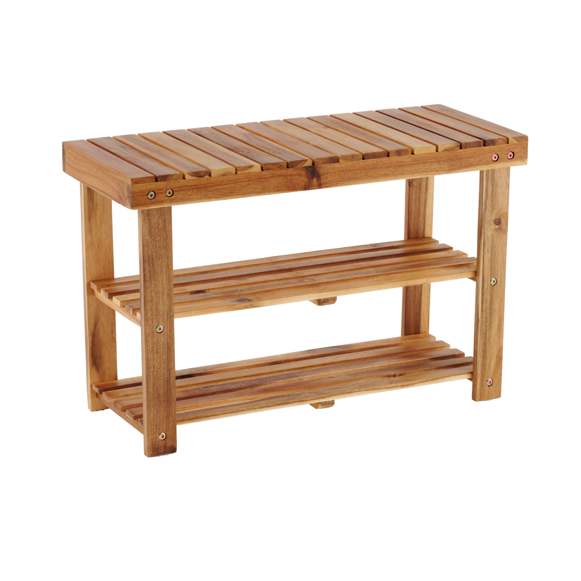 Acacia Wood Shoe Rack Bench — Holds Up to 200 lbs