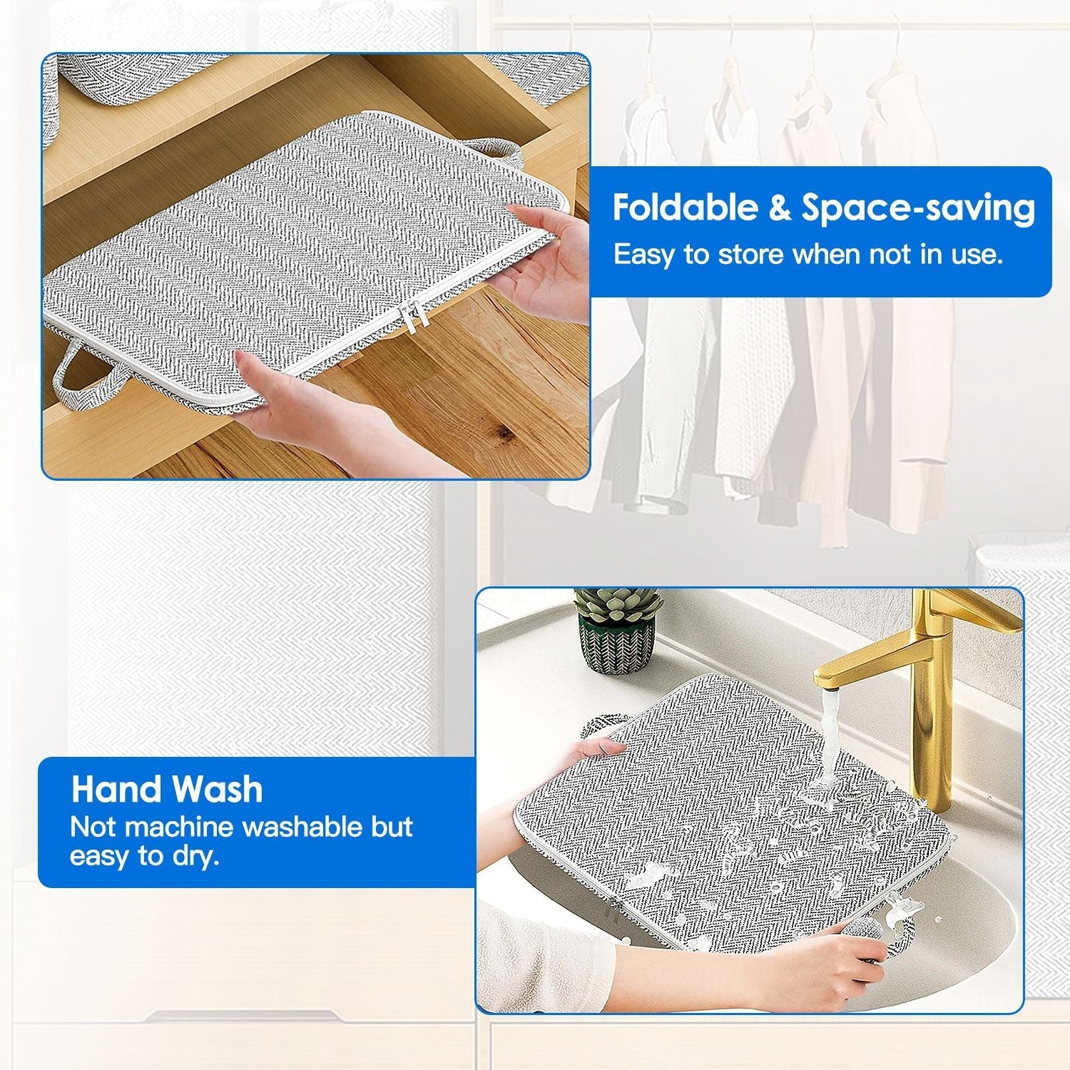 4-Pack Foldable Non-Woven Storage Bags with Zipper Lid