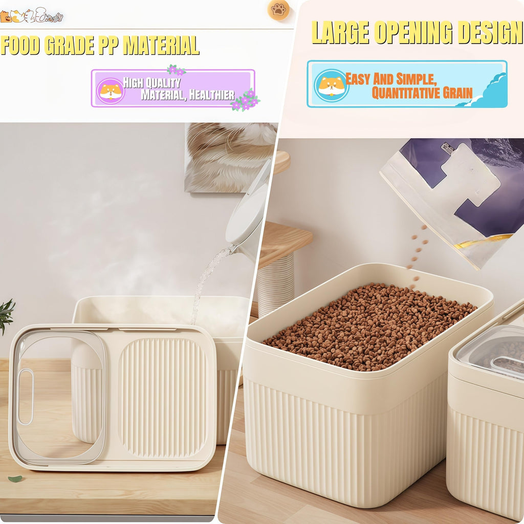 High-Capacity Airtight Pet Food Storage Container with Measuring Cup