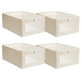 4-Pack Foldable Linen Clothing Storage Bins with Clear Window