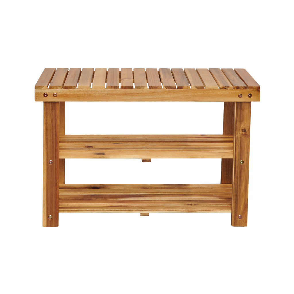 Acacia Wood Shoe Rack Bench — Holds Up to 200 lbs