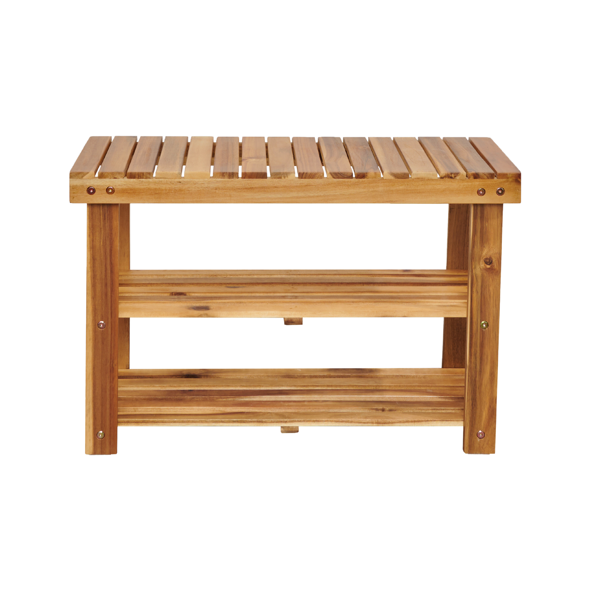 Acacia Wood Shoe Rack Bench — Holds Up to 200 lbs