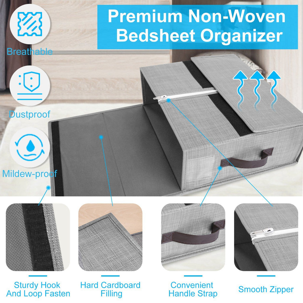Foldable Bed Sheet Storage Bins — 4 Pack