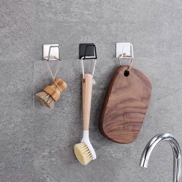 Stainless Steel Sink Sponge Holder — Self-Adhesive with Drain Rack