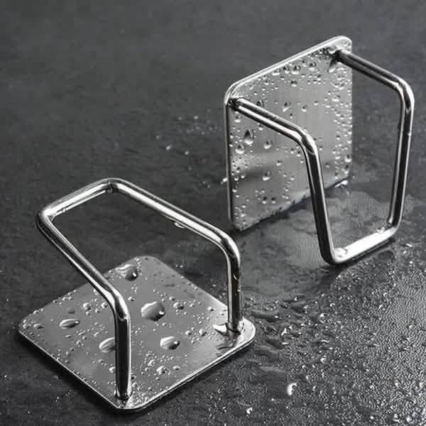 Stainless Steel Sink Sponge Holder — Self-Adhesive with Drain Rack