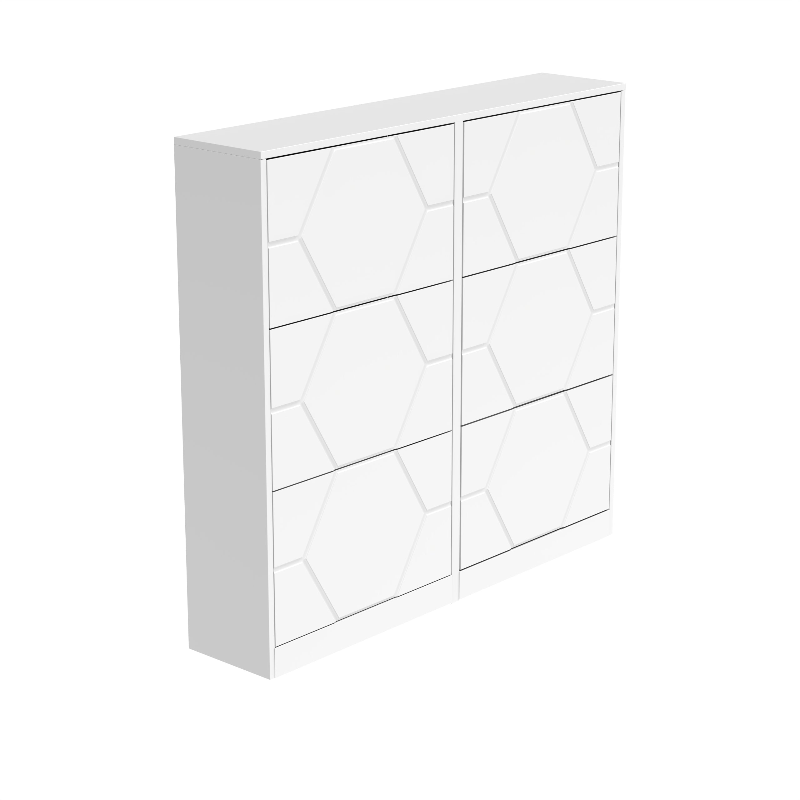 6-Tier Vertical Shoe Storage Cabinet with Carved Panels