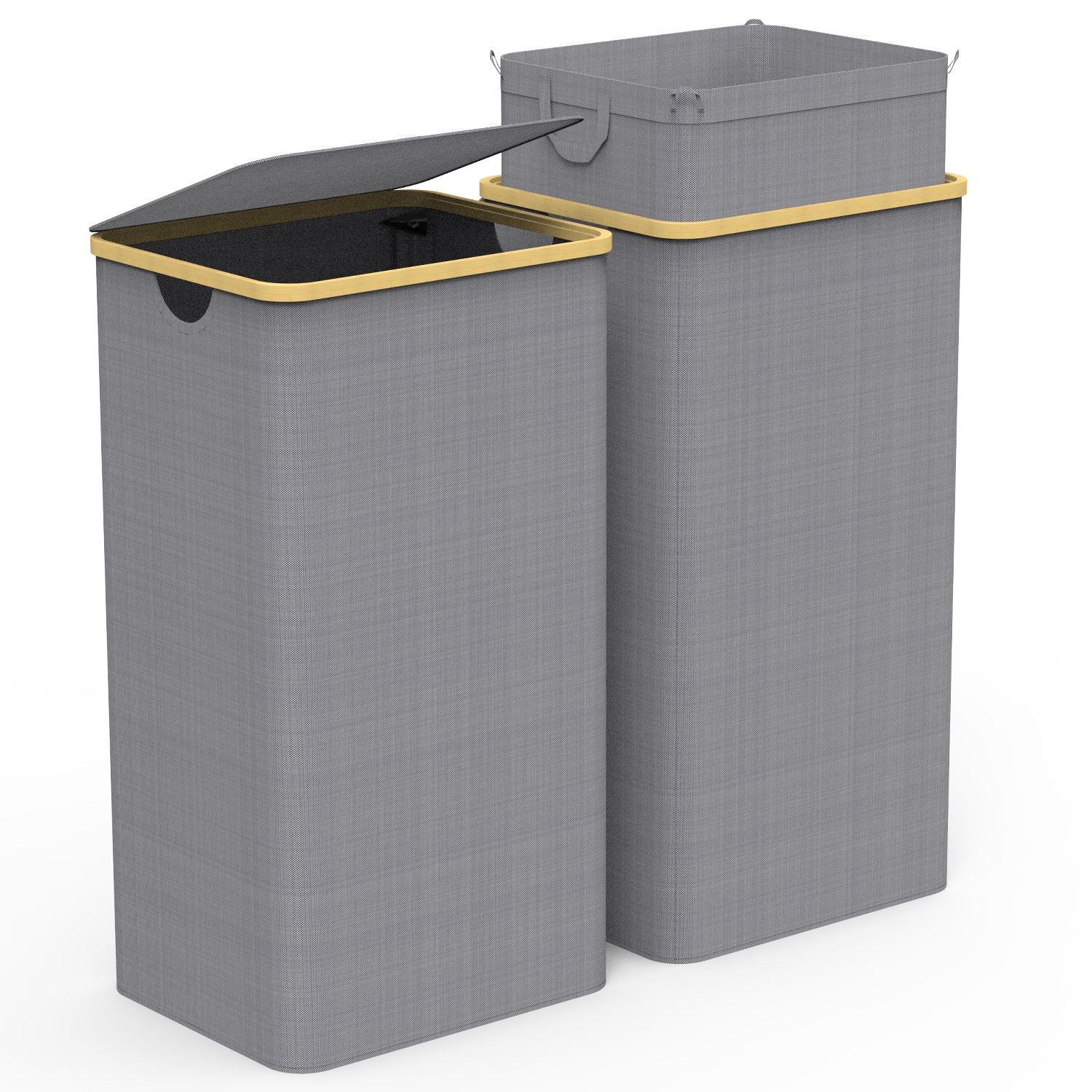 Large Foldable Laundry Hamper with Lid— 90L / 23.8 Gal, Dove Gray