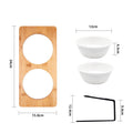 Tall Ceramic Cat Water Bowl with Bamboo & Iron Stand