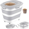 Collapsible Pet Food Storage Container with Wheels & Clear Window
