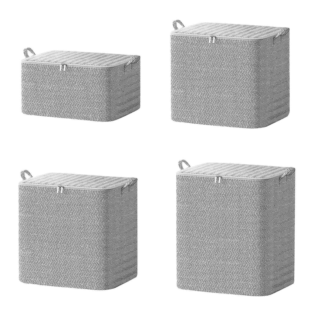 4-Pack Foldable Non-Woven Storage Bags with Zipper Lid