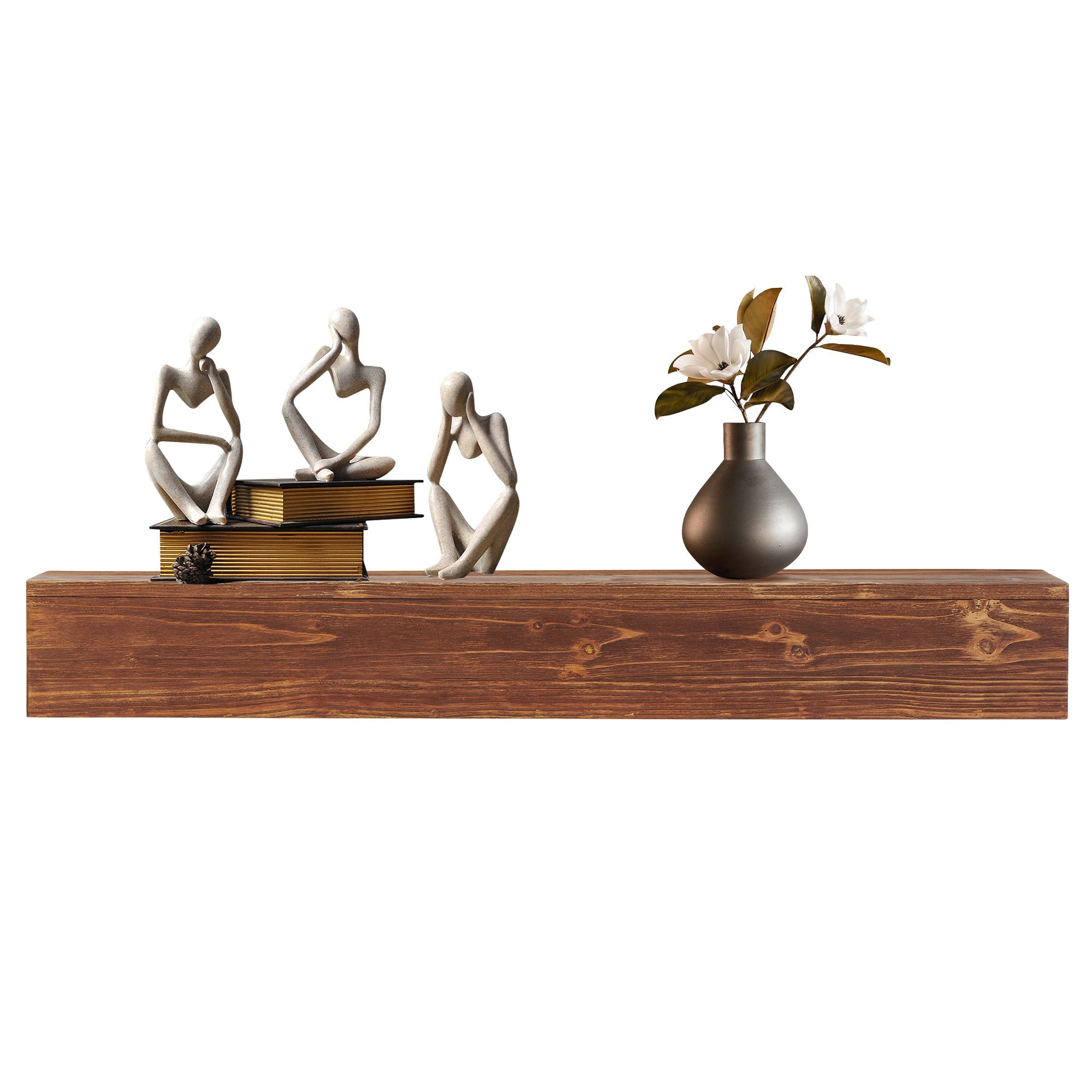 48" Rustic Wood Fireplace Mantel Shelf — Wall-Mounted
