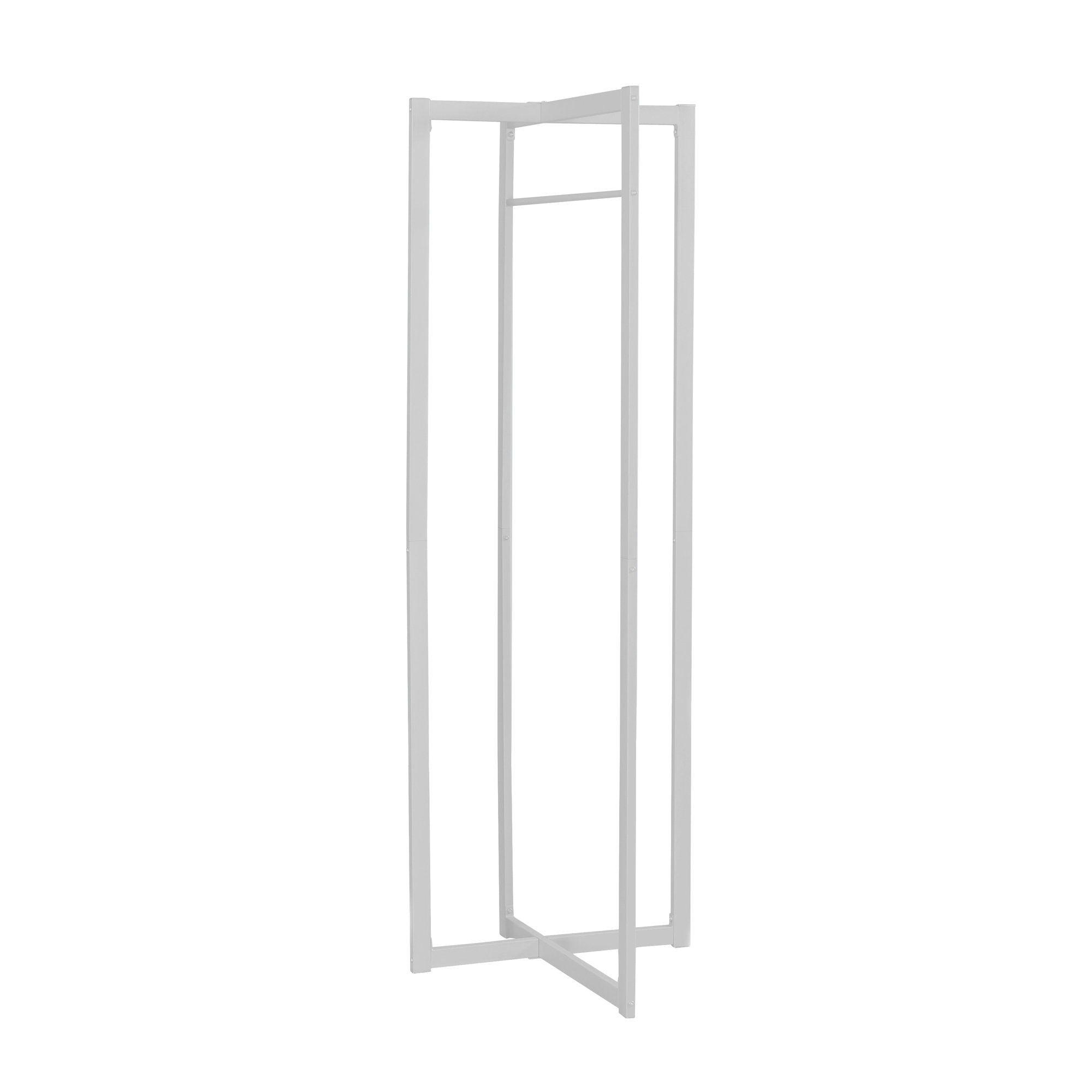 Free-Standing Hall Tree Coat Rack with Hanging Bar — White