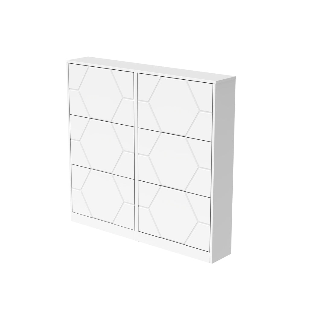 6-Tier Vertical Shoe Storage Cabinet with Carved Panels
