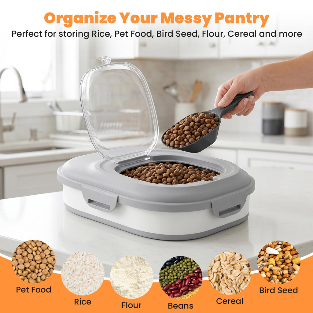 Collapsible Pet Food Storage Container with Wheels & Clear Window