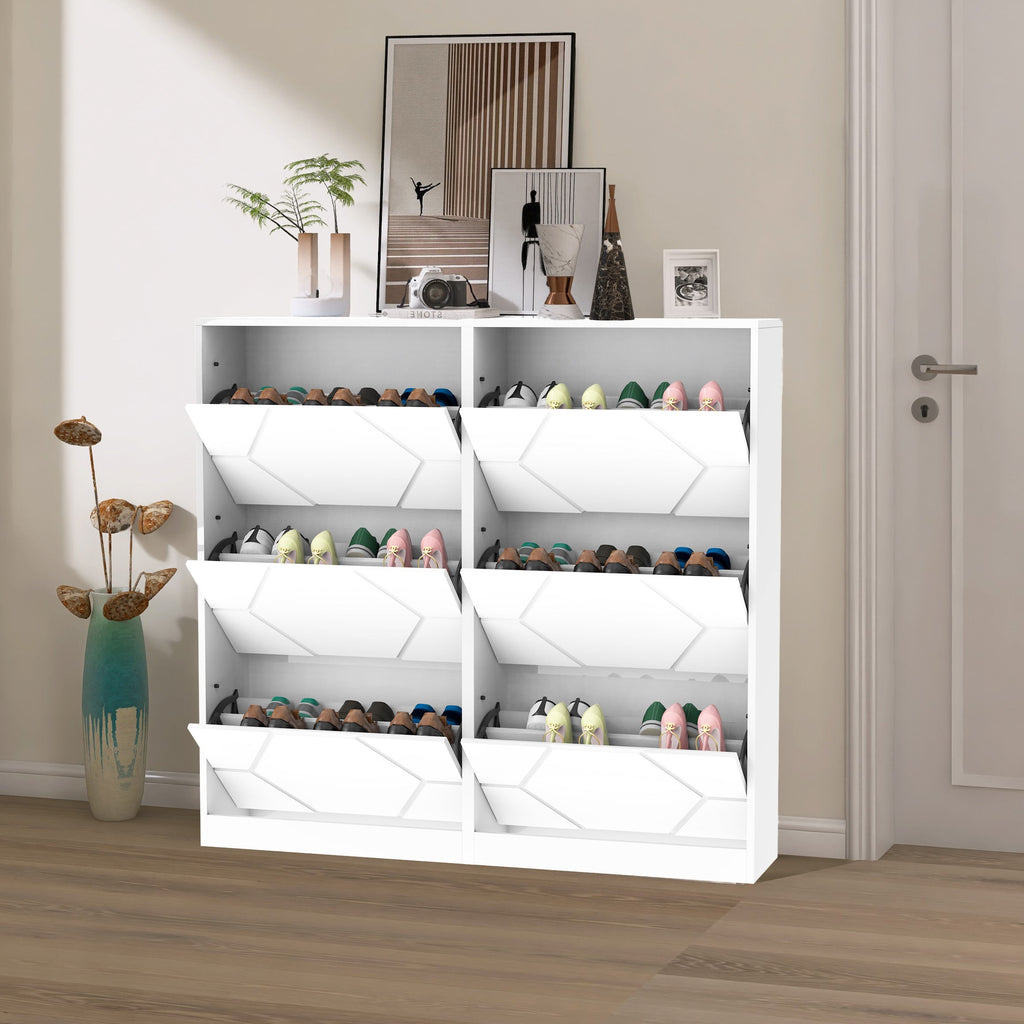 6-Tier Vertical Shoe Storage Cabinet with Carved Panels