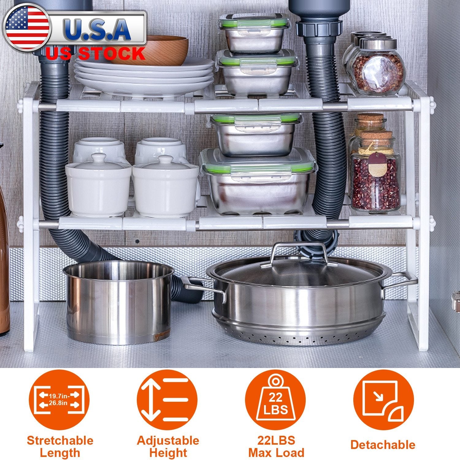 Retractable 2-Tier Under Sink Organizer