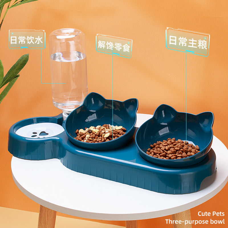3-in-1 Elevated Pet Feeding Station with Auto Water Bowl