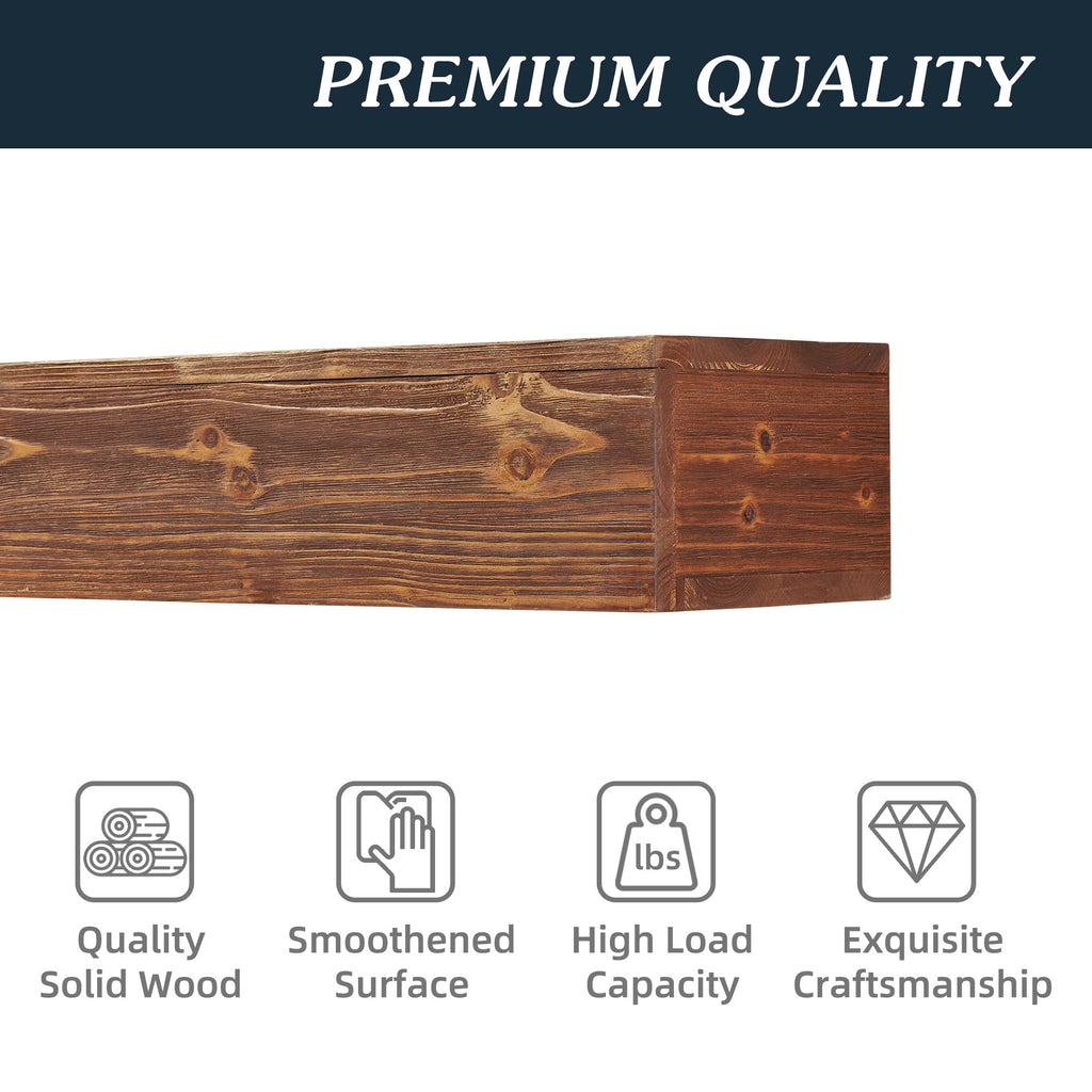 48" Rustic Wood Fireplace Mantel Shelf — Wall-Mounted