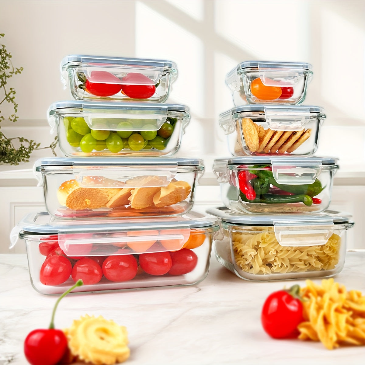 Airtight Fruit & Vegetable Storage Containers — 2-Pack, 4-Compartment