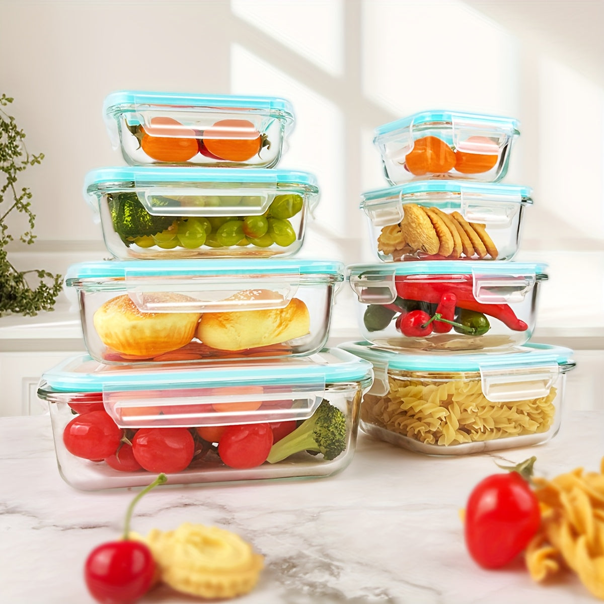 Airtight Fruit & Vegetable Storage Containers — 2-Pack, 4-Compartment