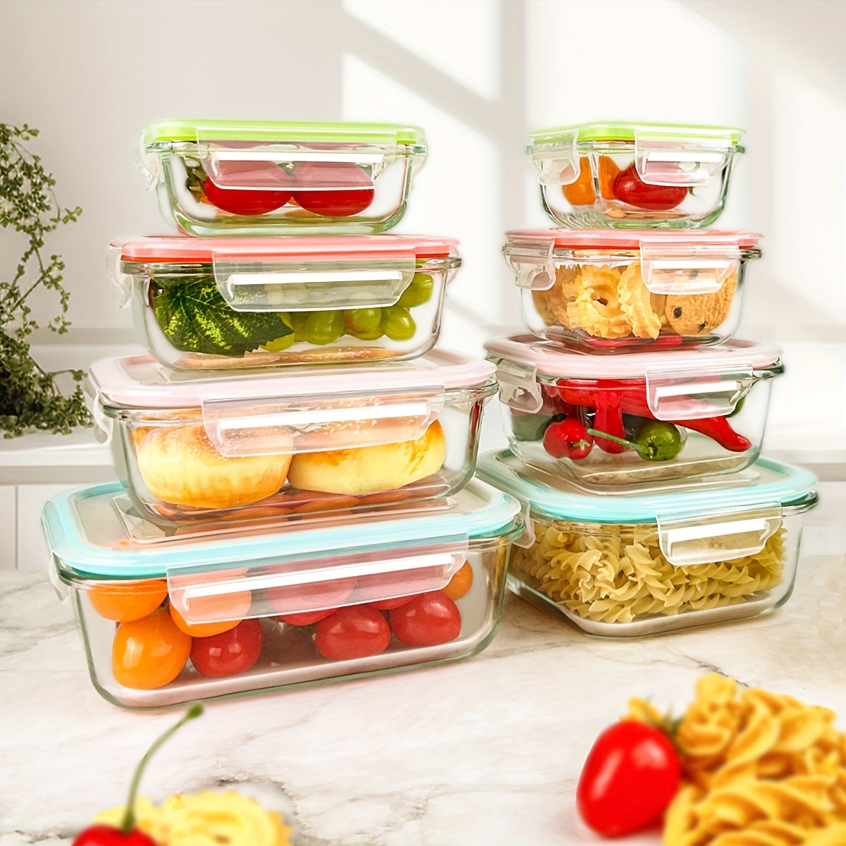 Airtight Fruit & Vegetable Storage Containers — 2-Pack, 4-Compartment