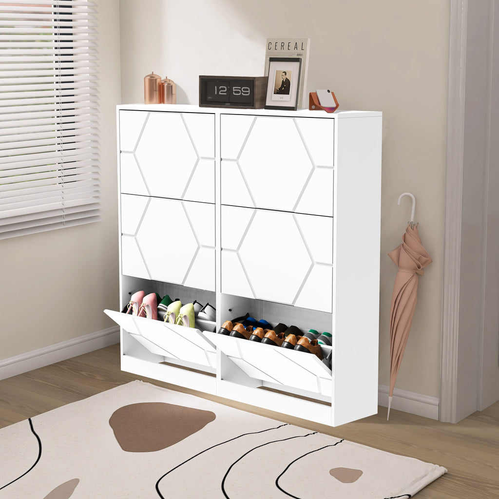 6-Tier Vertical Shoe Storage Cabinet with Carved Panels