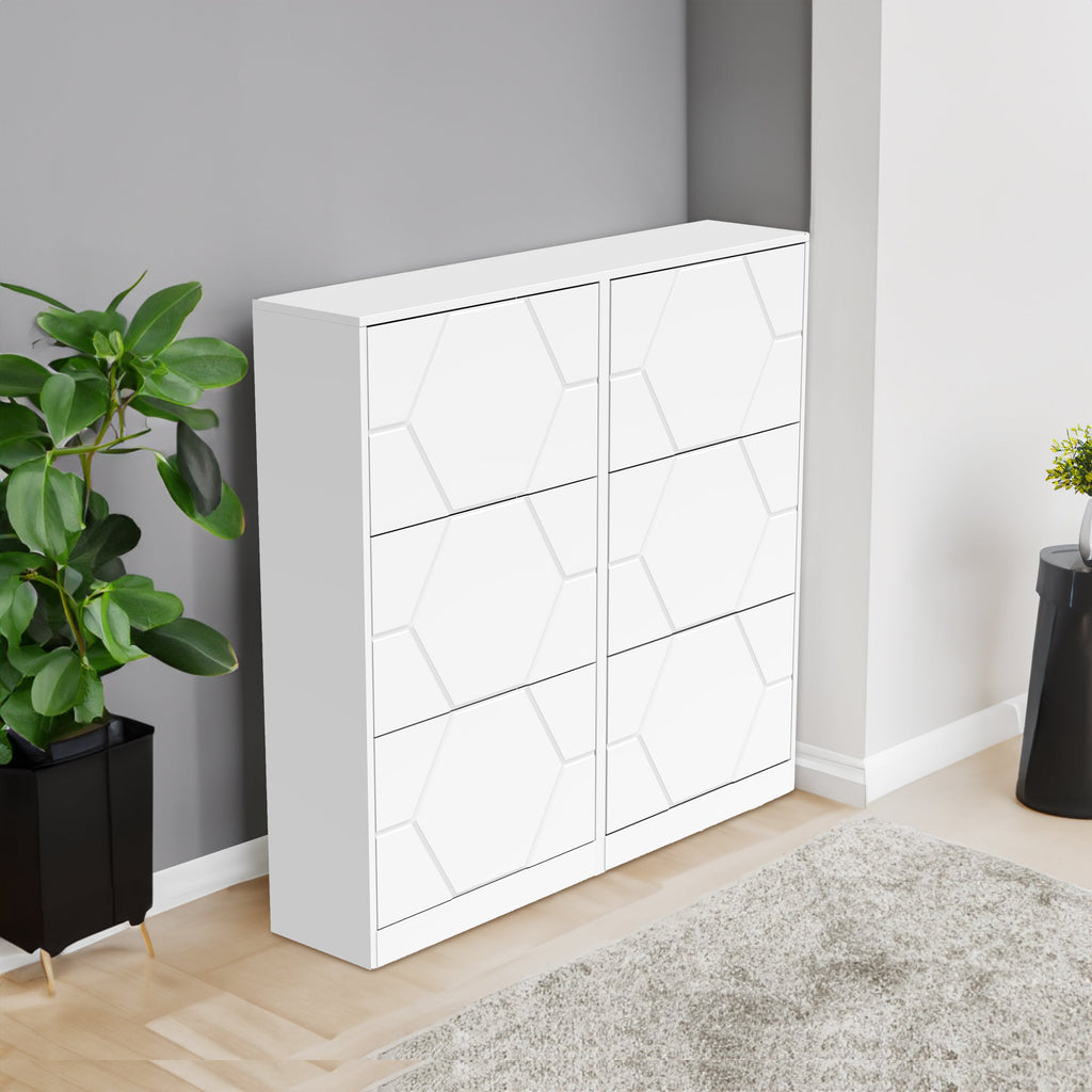 6-Tier Vertical Shoe Storage Cabinet with Carved Panels