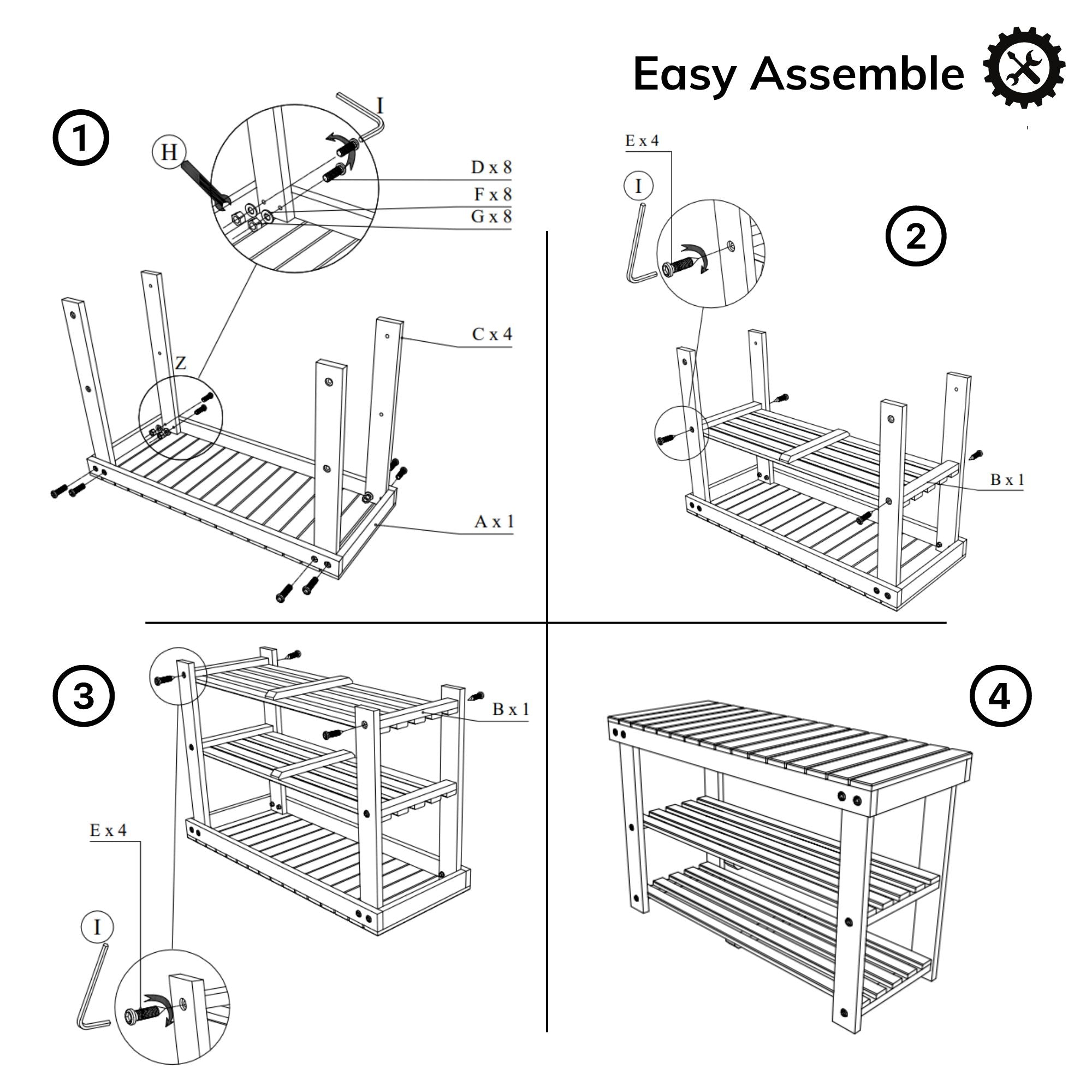 Acacia Wood Shoe Rack Bench — Holds Up to 200 lbs