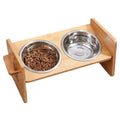 Bamboo Elevated Dog Bowls — 15° Tilt, 4 Adjustable Heights
