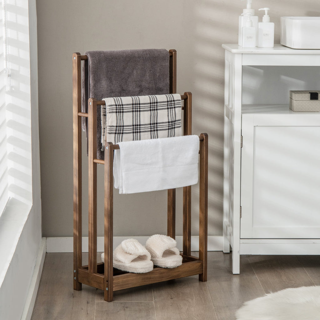 3-Bar Freestanding Towel Rack with Storage Shelf