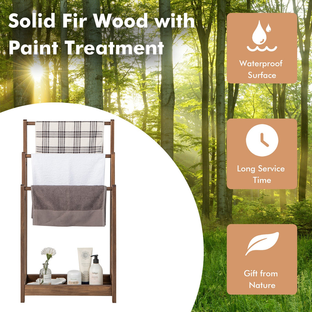 3-Bar Freestanding Towel Rack with Storage Shelf