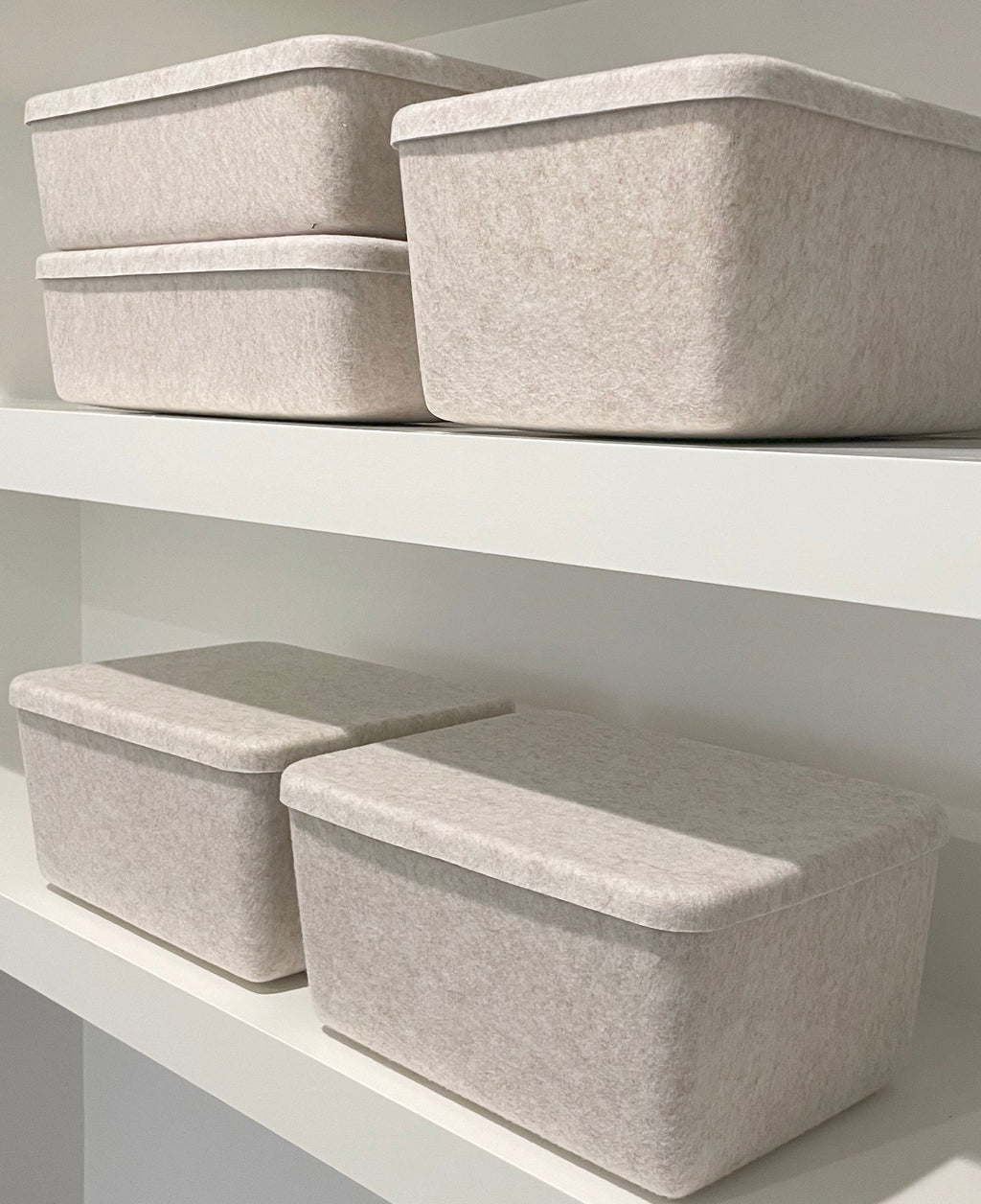 The Sculpted Bin — Wide with Lid | Set of 3