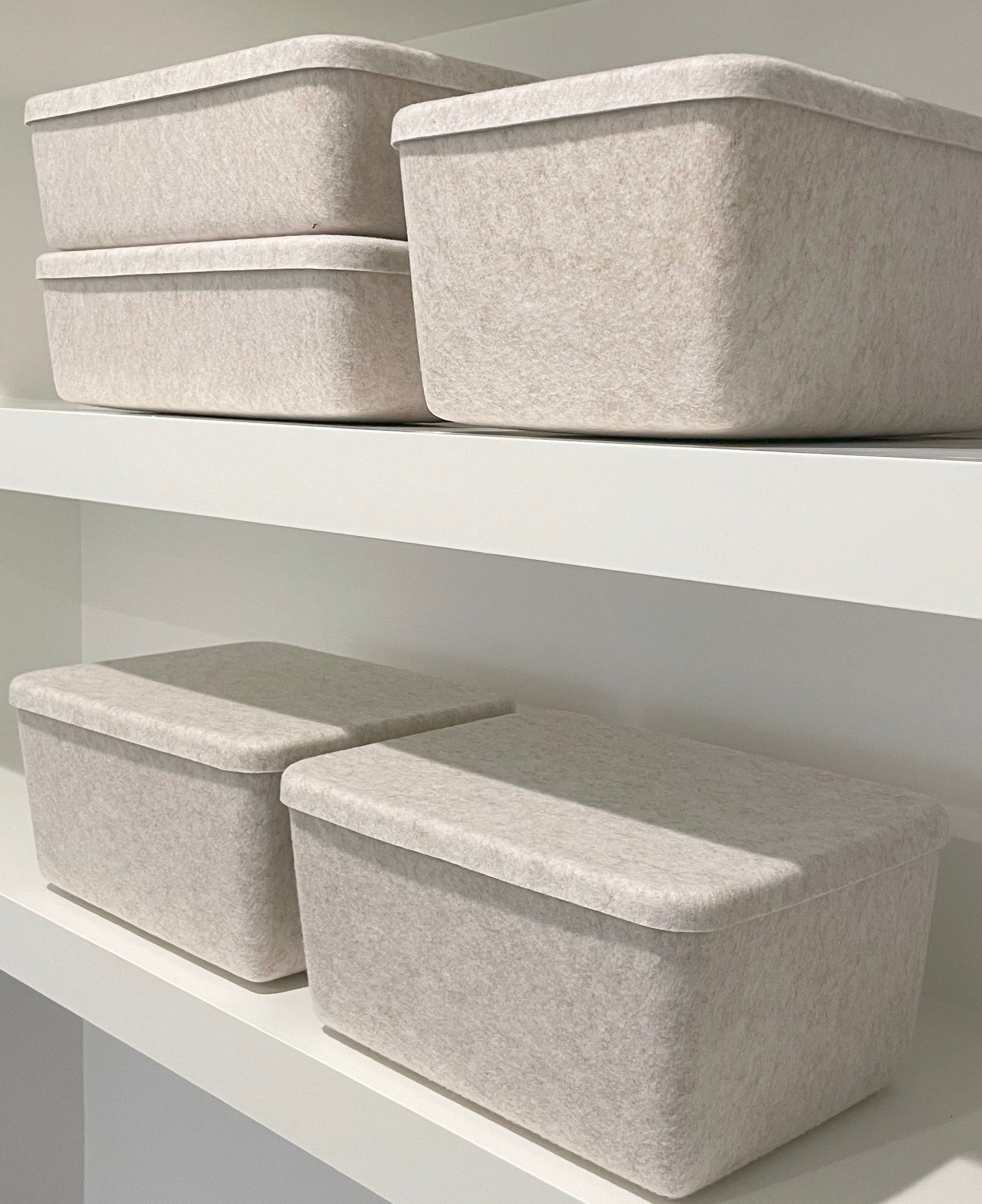 The Sculpted Bin — Wide with Lid | Set of 3