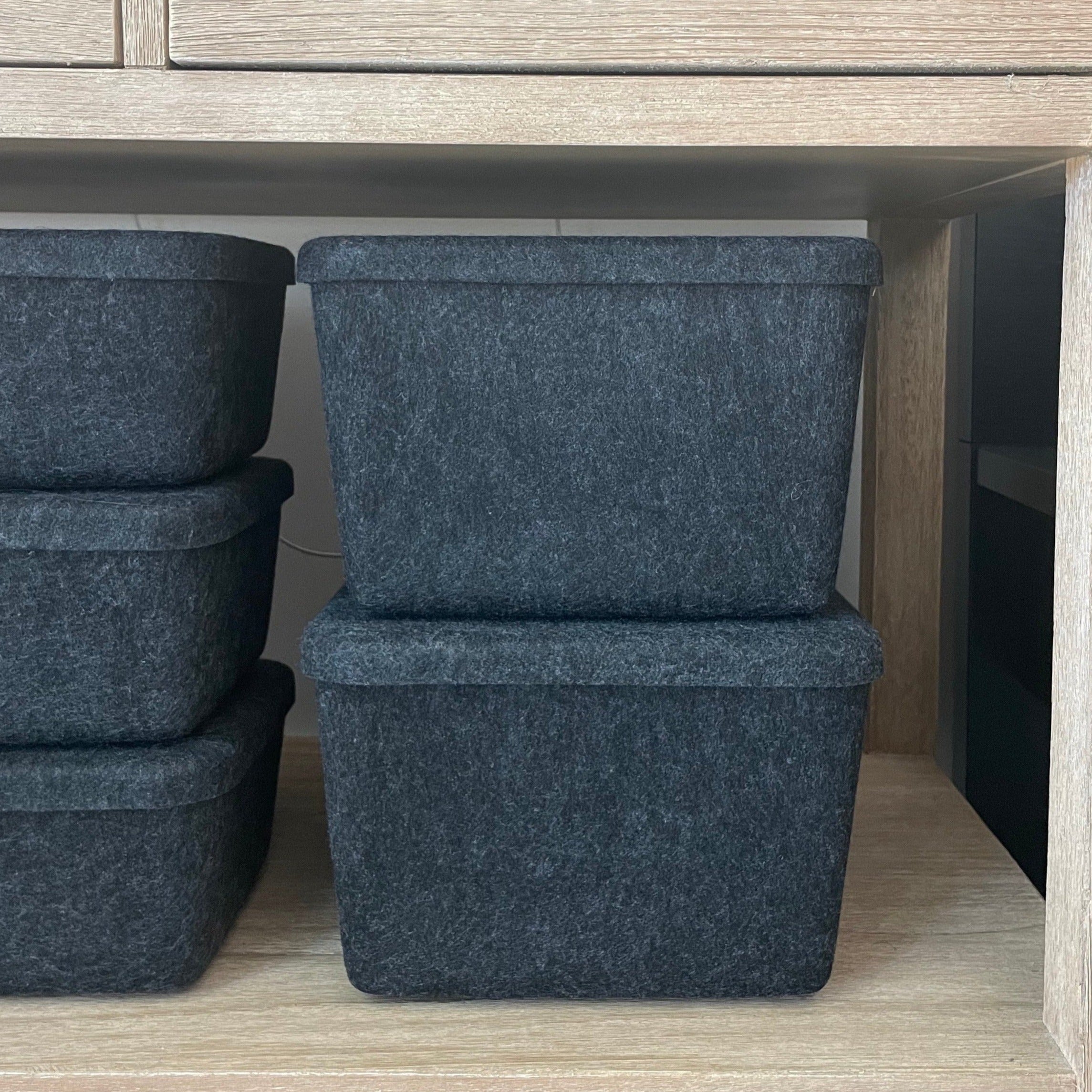 The Sculpted Bin — Wide with Lid | Set of 3