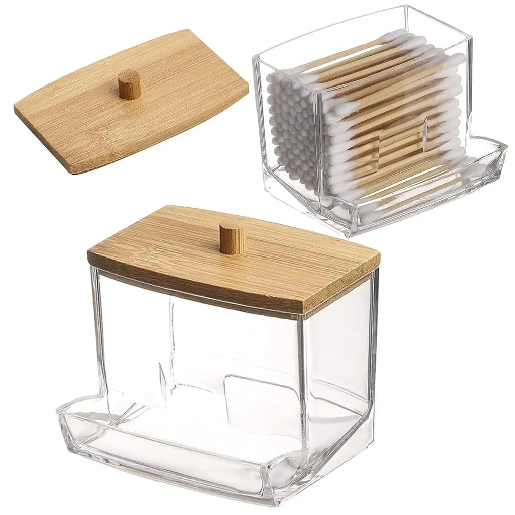 Bamboo Cotton Swab Canister