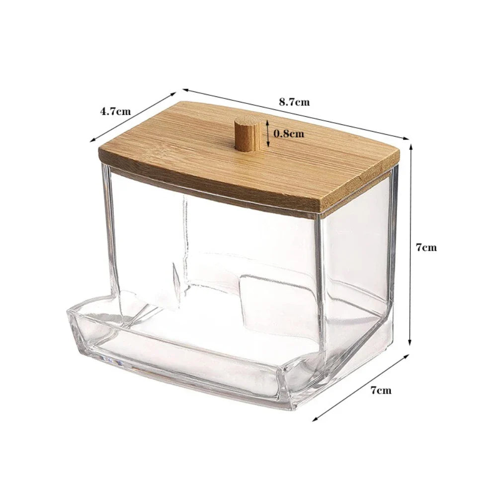 Bamboo Cotton Swab Canister