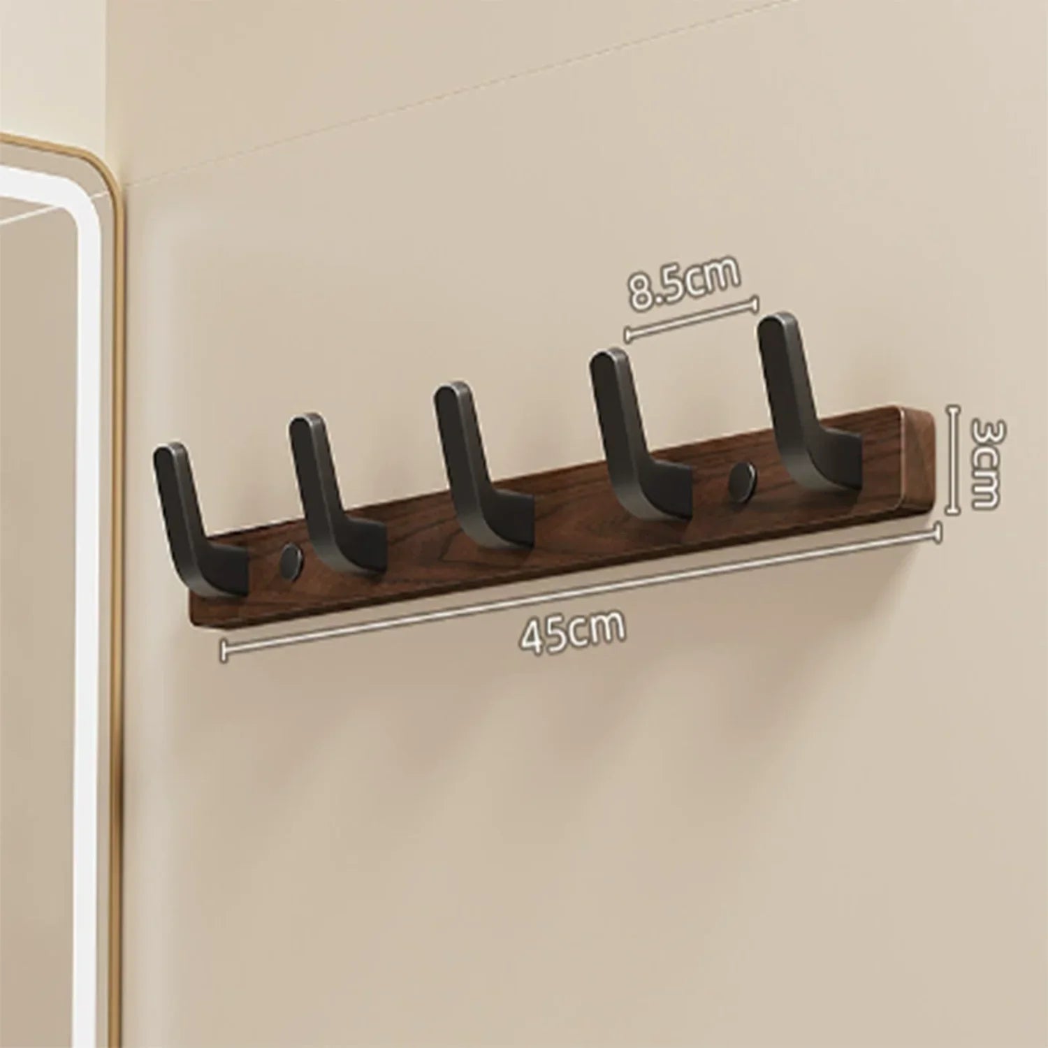 Wall-Mount Coat Rack with Wooden Hooks — Entryway Storage