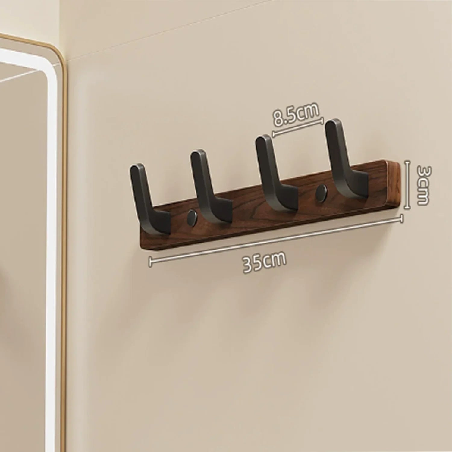 Wall-Mount Coat Rack with Wooden Hooks — Entryway Storage