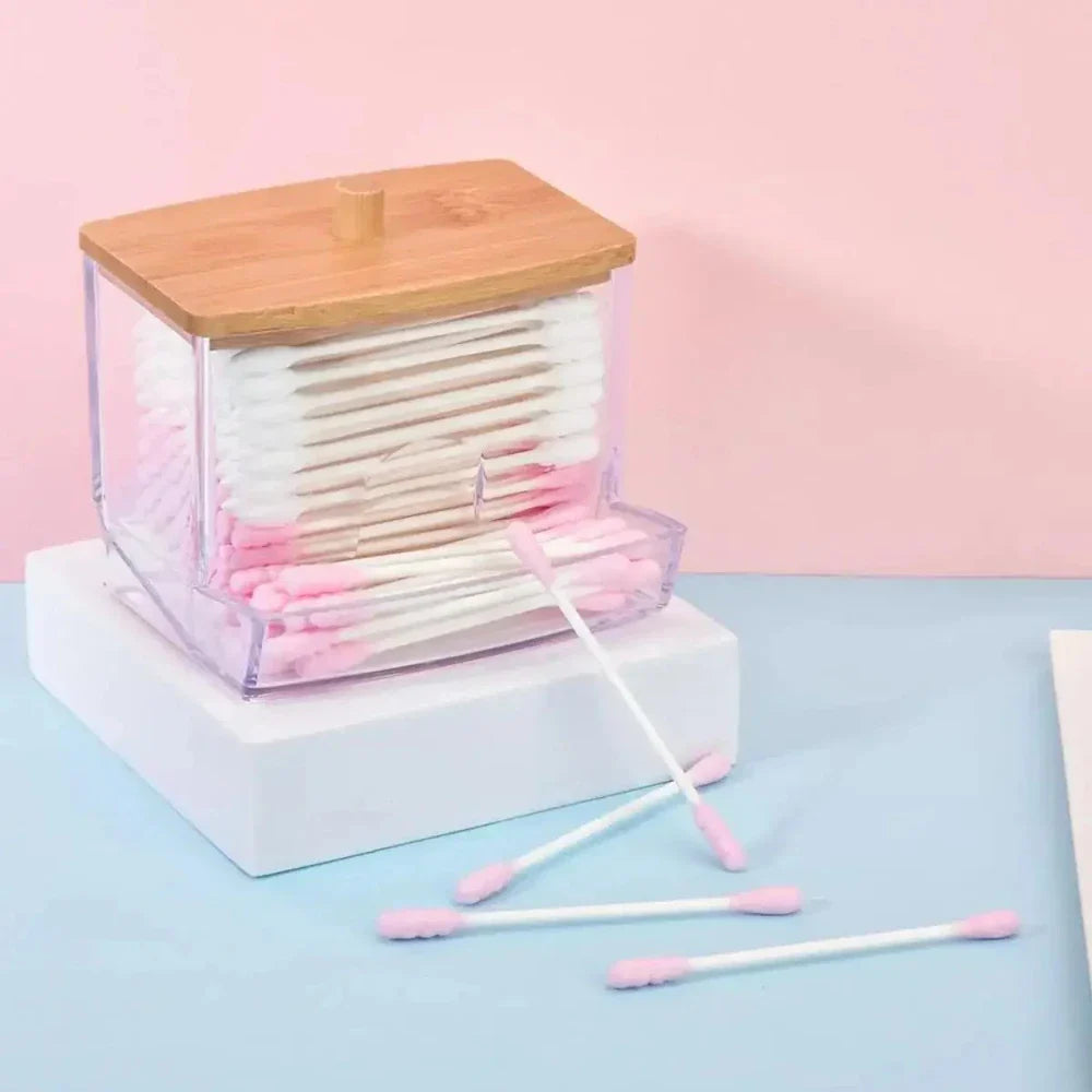 Bamboo Cotton Swab Canister