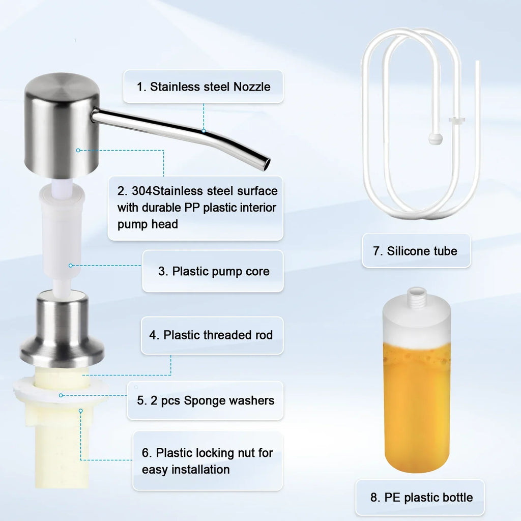 Stainless Steel Sink Soap Dispenser Kit
