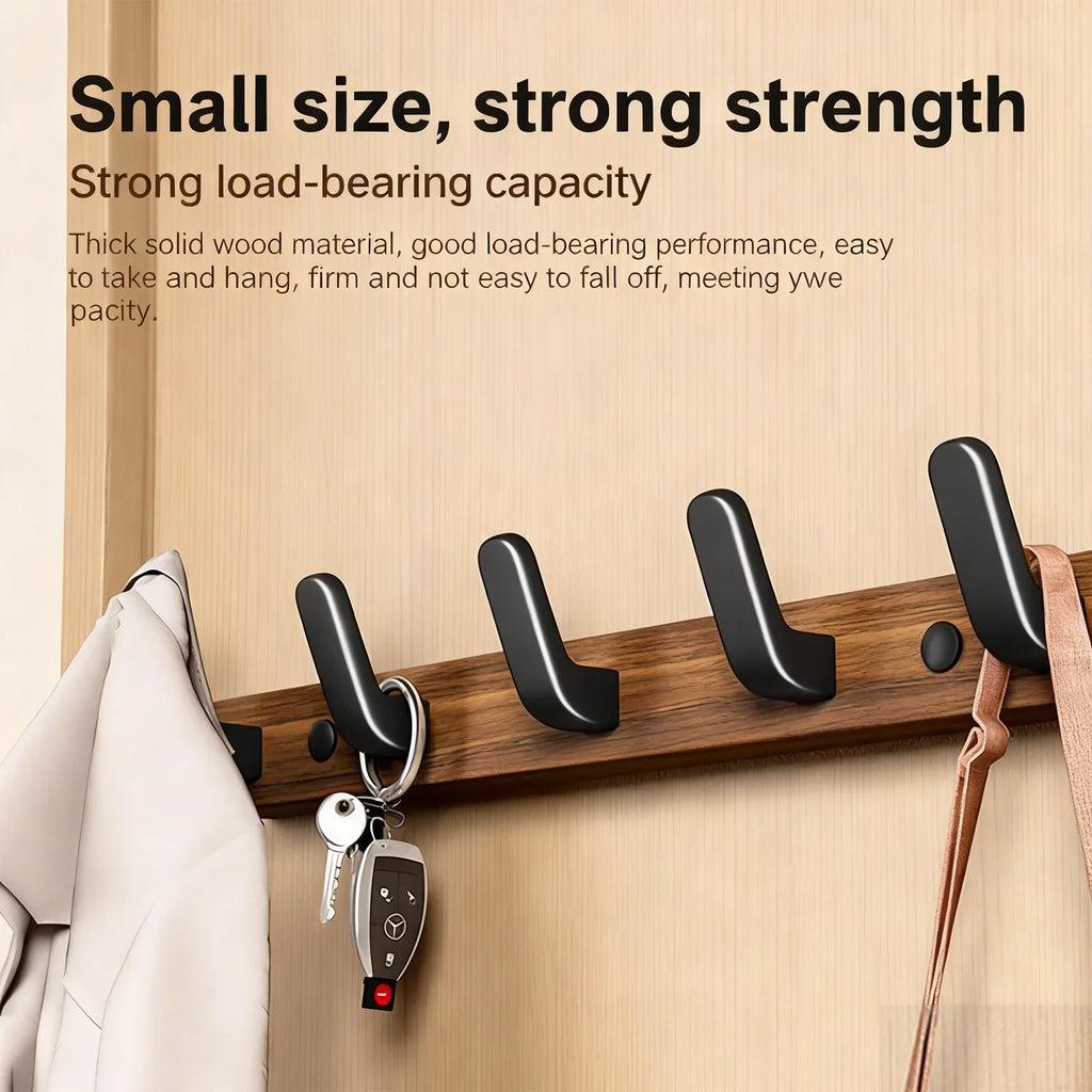 Wall-Mount Coat Rack with Wooden Hooks — Entryway Storage