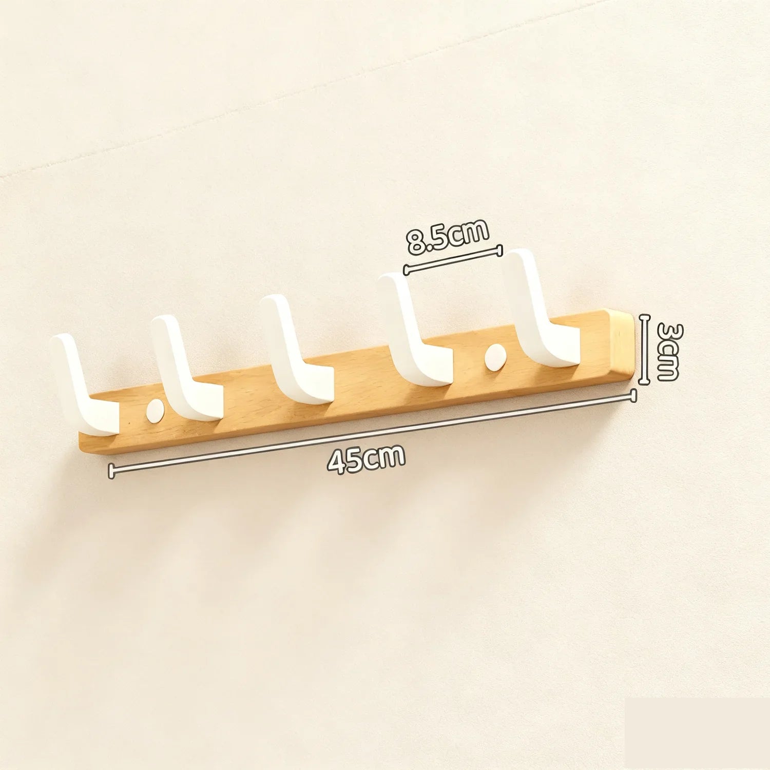 Wall-Mount Coat Rack with Wooden Hooks — Entryway Storage