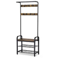 Industrial Style Hall Tree — Coat Rack & Shoe Storage Bench