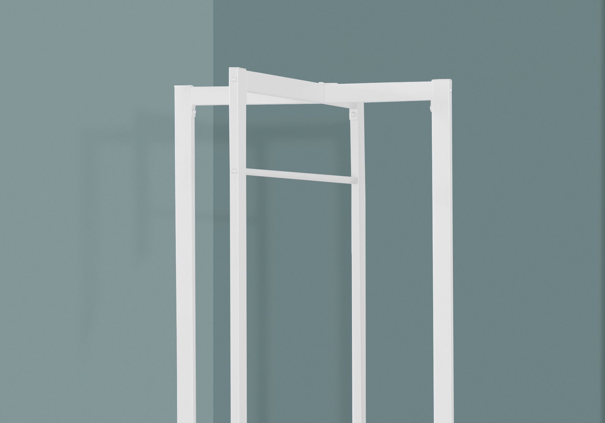 Free-Standing Hall Tree Coat Rack with Hanging Bar — White