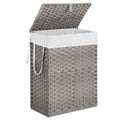 3-Basket Laundry Hamper Sorter Cart with Removable Cotton Bags — Grey Rattan