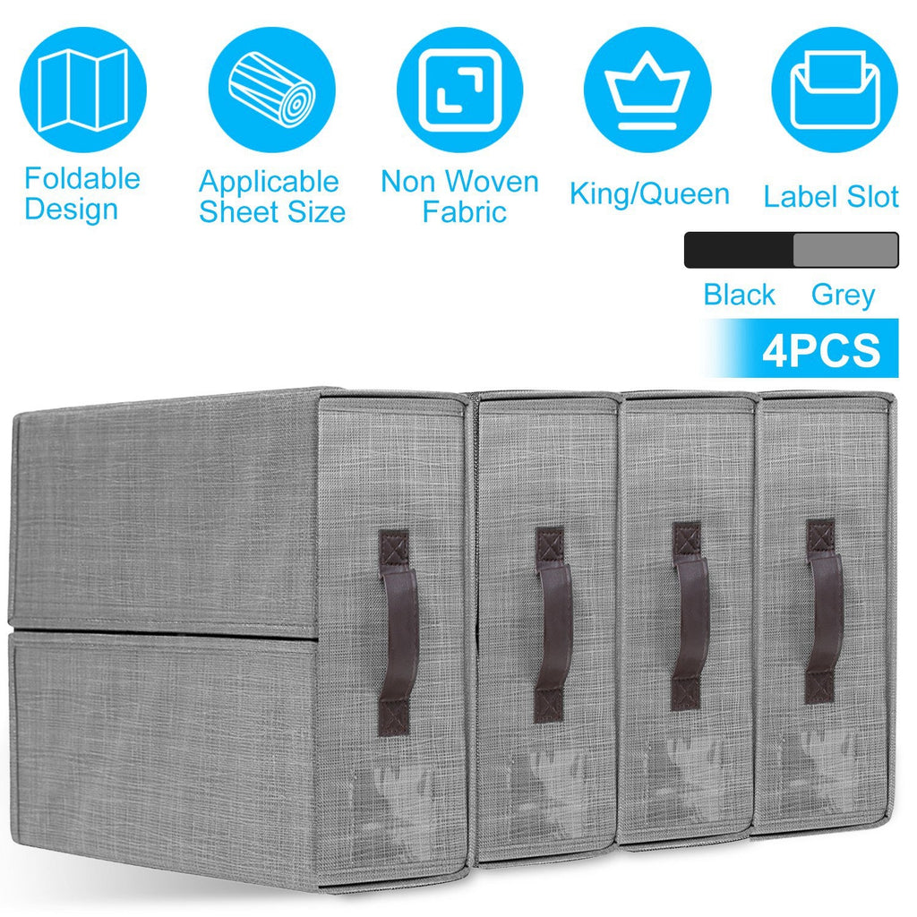 Foldable Bed Sheet Storage Bins — 4 Pack
