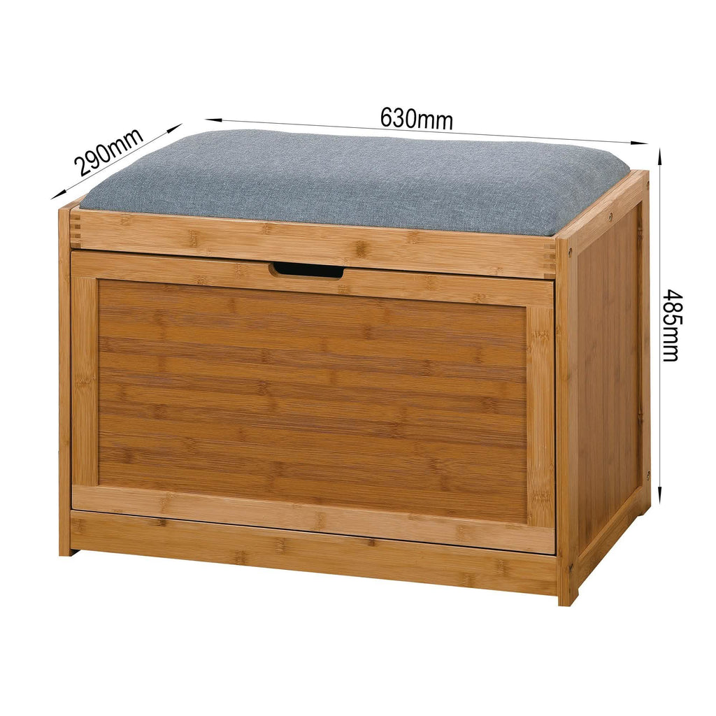 Bamboo Entryway Bench with Foldable Shoe Rack Shelf