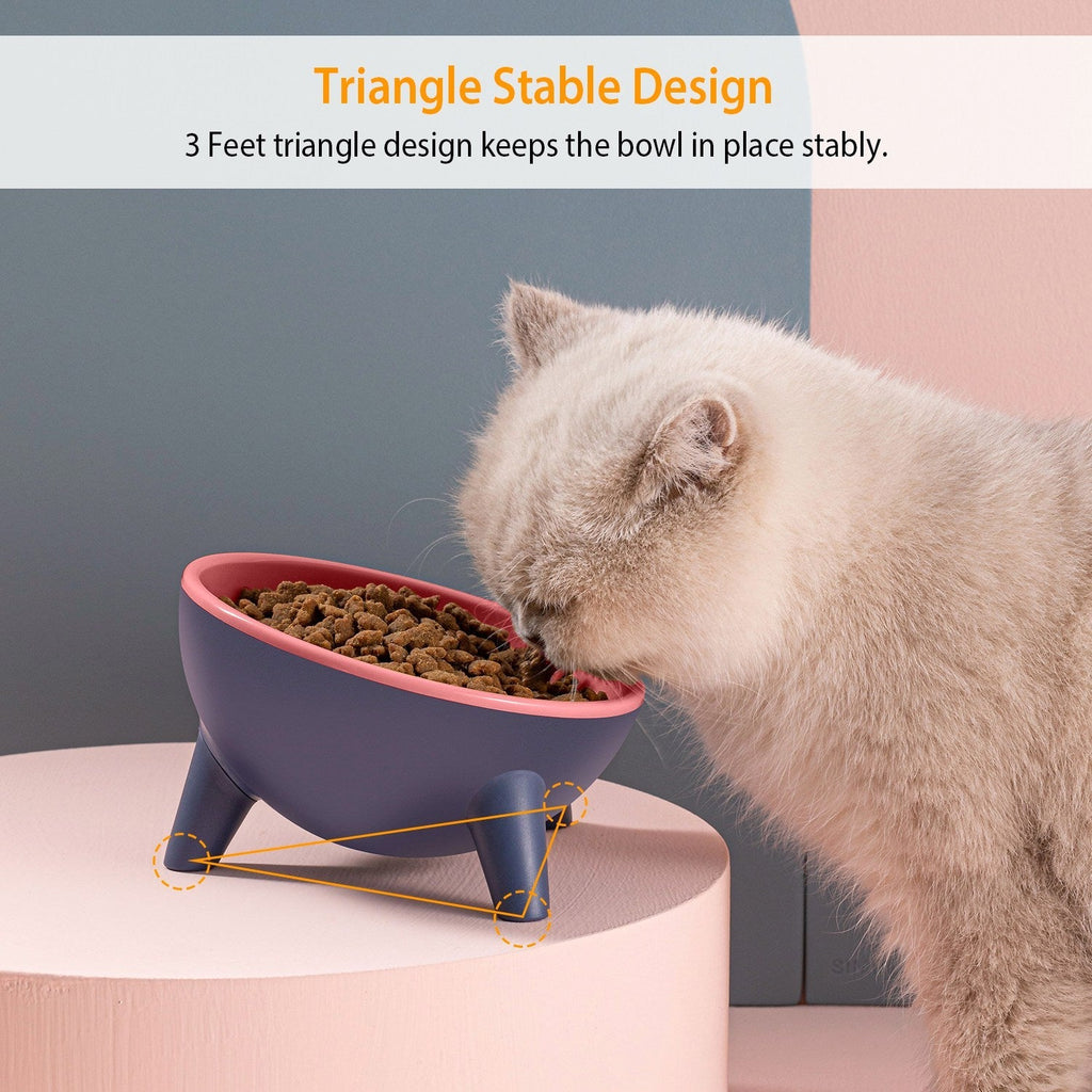 Elevated Tilted Cat Food & Water Bowl — Backflow Prevention