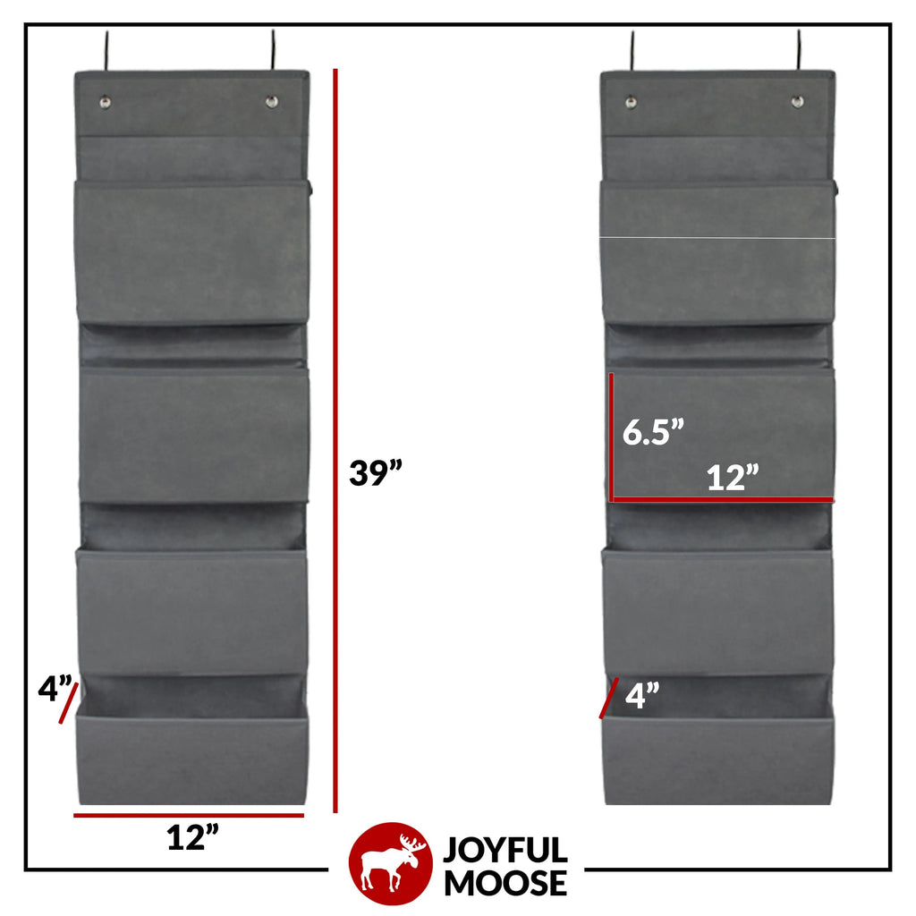 Over the Door Hanging Organizer — 4 Bins, Grey